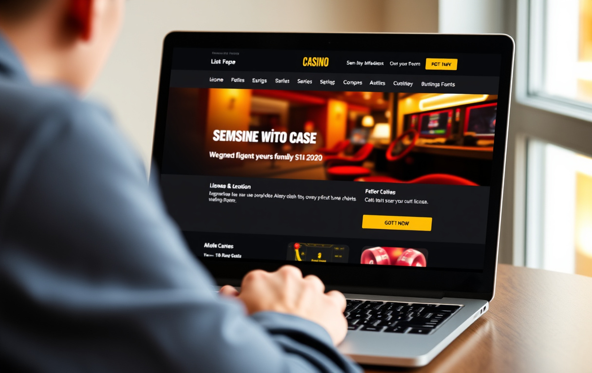 Person som sjekker lisensinformasjon på et nettcasino.