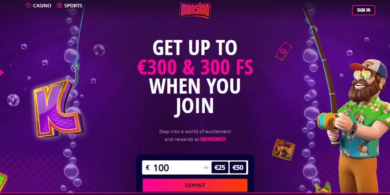 Forsiden til Monsino – live casino på nett med asiatiske bord