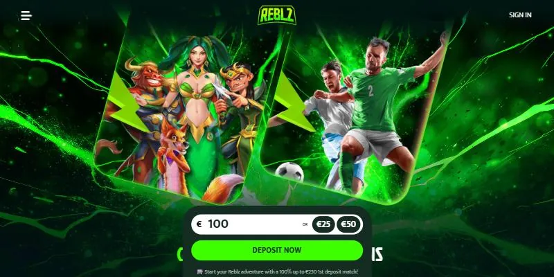 Forsiden til Reblz – casino på nett med MGA-lisens og sportsbook