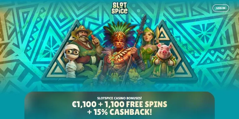 Forsiden til SlotSpice – casino på nett med MGA-lisens og 1 100 gratisspinn