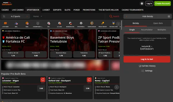 Sportsboken hos Betsafe med odds, Price Boost og ferdigbygde kombinasjoner