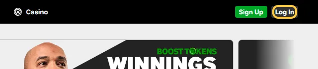 Knappen Log In øverst til høyre hos Betway