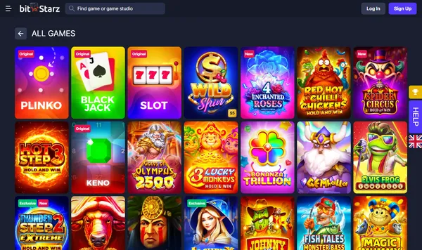 Spillobbyen All Games hos BitStarz med Plinko, Blackjack, Wild Spin og Gates of Olympus 2500