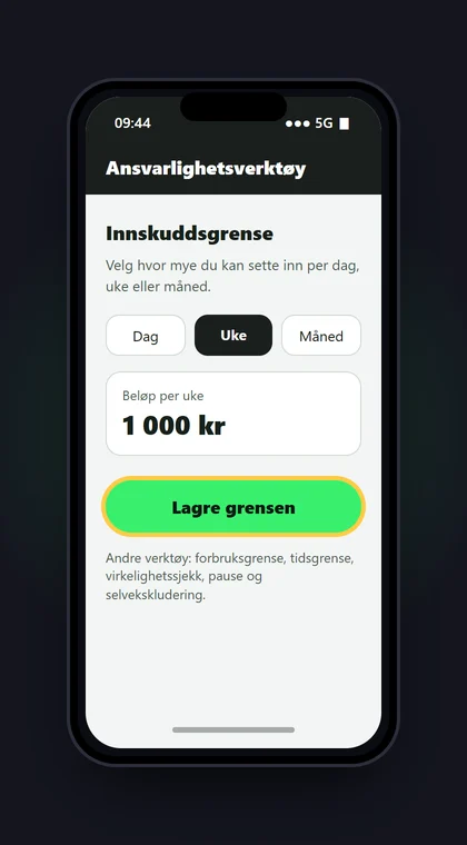 Illustrasjon av en mobil med innskuddsgrense per dag, uke eller måned hos ComeOn