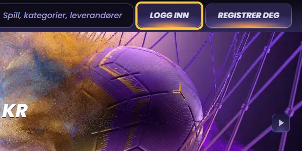 Knappen Logg inn øverst til høyre hos Funbet, mellom søkefeltet og Registrer deg