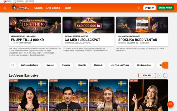 Live casino hos LeoVegas med LeoVegas Exclusive-bord