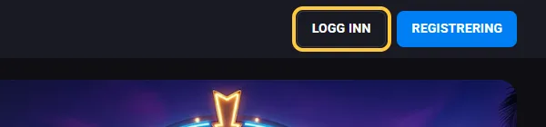 Knappen LOGG INN øverst til høyre hos Lucky Vibe