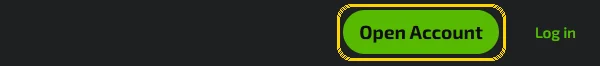 Den grønne knappen Open Account øverst til høyre på mobilebet.com