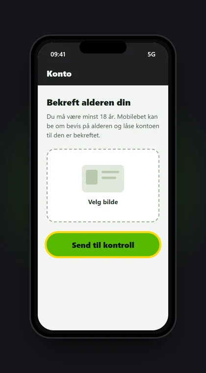 Illustrasjon av en mobil der kontoen ber om bevis på at du er over 18 år