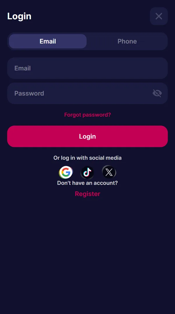 Innloggingen hos NV Casino på mobil