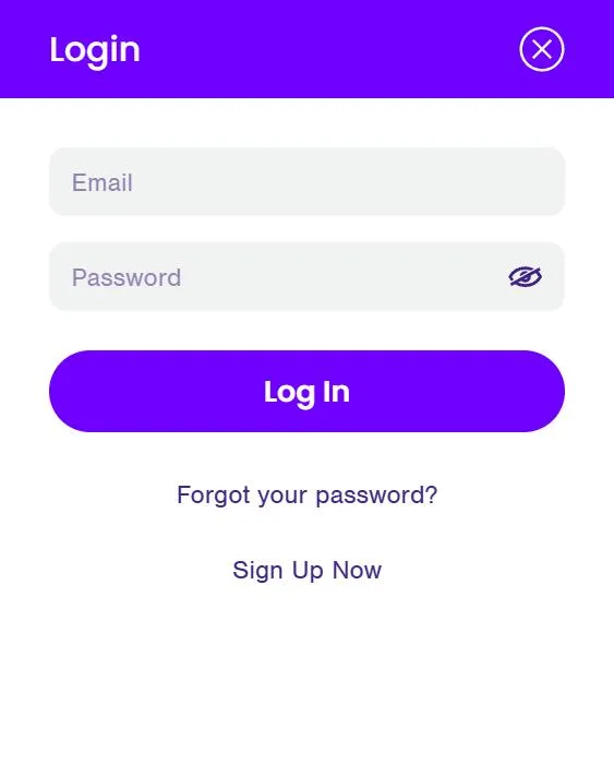Innloggingsvinduet til Wildz på mobil med e-post og passord